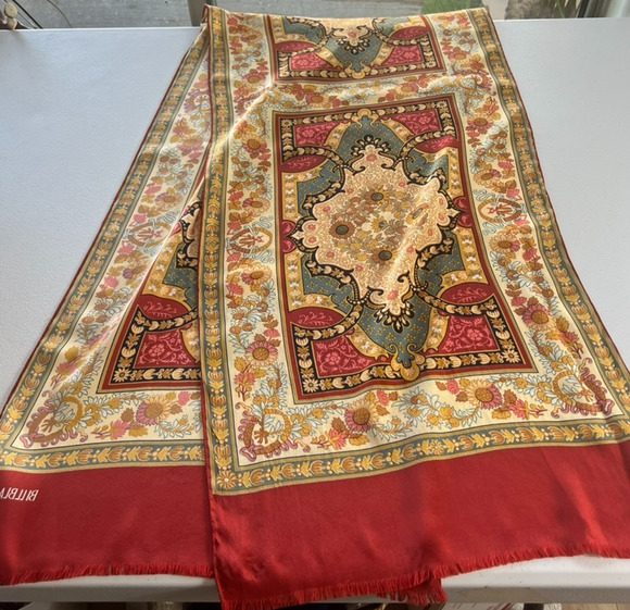 bill blass Accessories - Vintage Bill Blass for Baar & Beards Silk Multicolored Scarf Floral Red